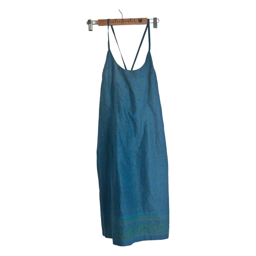 Jones of New York Blue Floral X Strap Summer Dress Large 14